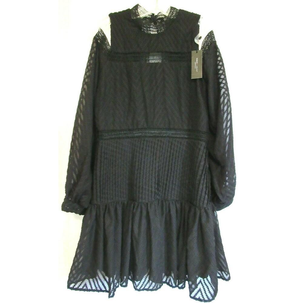 Romeo & Juliet Couture Black Cold Shoulder Open Back Dress Size Medium NWT